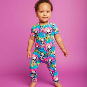 Baby Kids Bamboo Pajamas — Dead Serious Short Sleeve Romper — Image 1