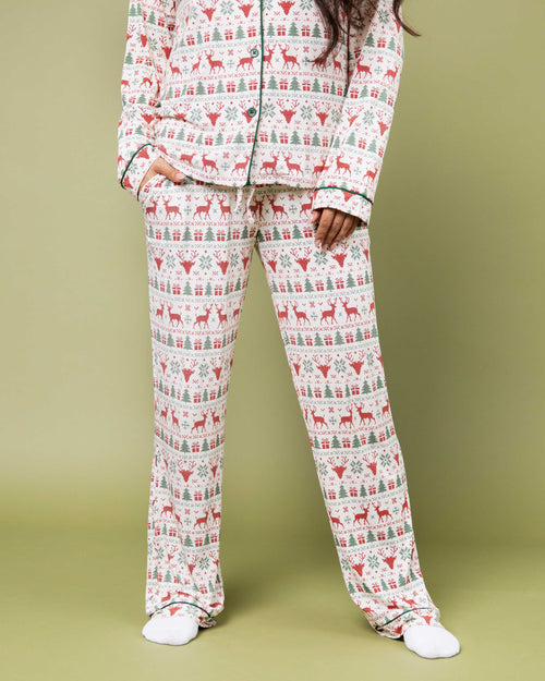 Baby Kids Bamboo Pajamas — Deer to Dream Women's Long Sleeve Collar Shirt & Pants Pajama Set — Image 3
