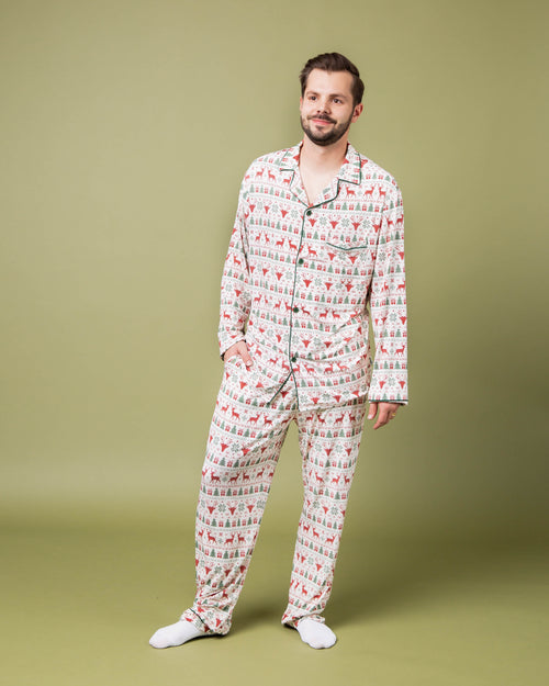 Baby Kids Bamboo Pajamas — Deer to Dream Men's Collar Shirt & Pants Set — Image 3