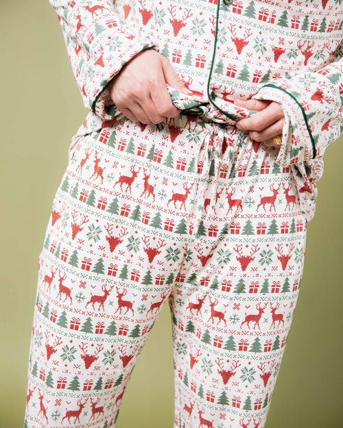 Baby Kids Bamboo Pajamas — Deer to Dream Men's Collar Shirt & Pants Set — Image 4