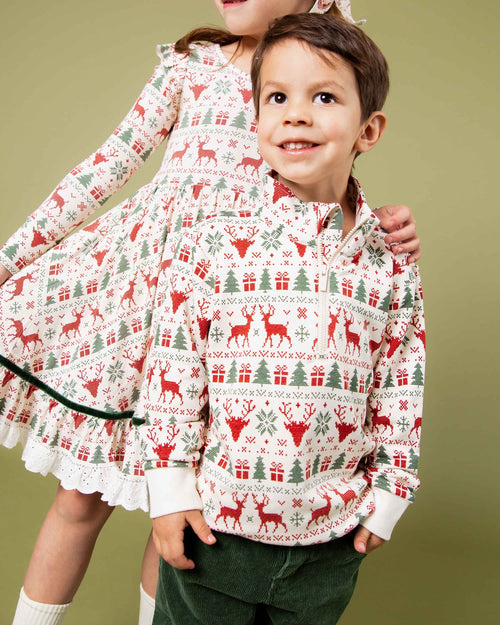 Baby Kids Bamboo Pajamas — Deer to Dream 1/4 Zip Pullover Sweatshirt — Image 9