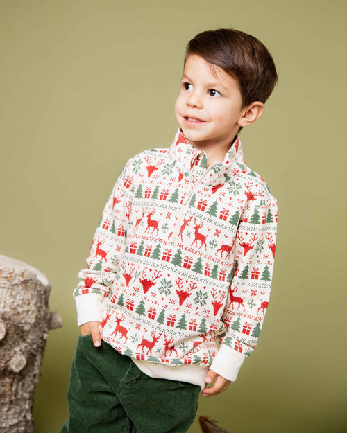 Baby Kids Bamboo Pajamas — Deer to Dream 1/4 Zip Pullover Sweatshirt — Image 1