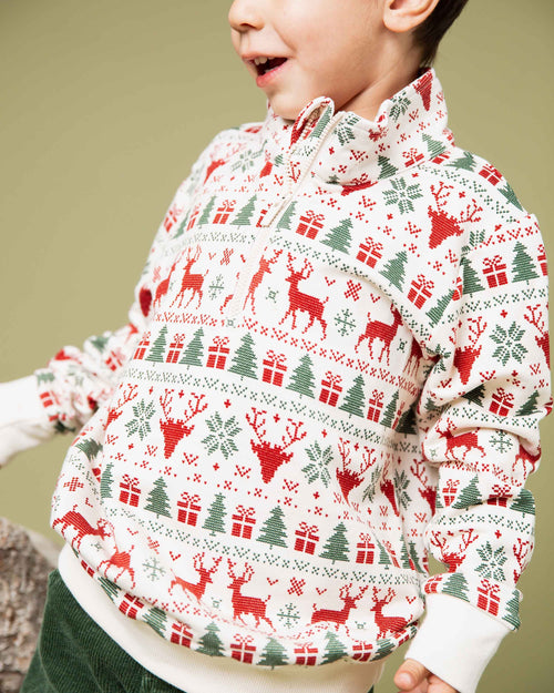 Baby Kids Bamboo Pajamas — Deer to Dream 1/4 Zip Pullover Sweatshirt — Image 3