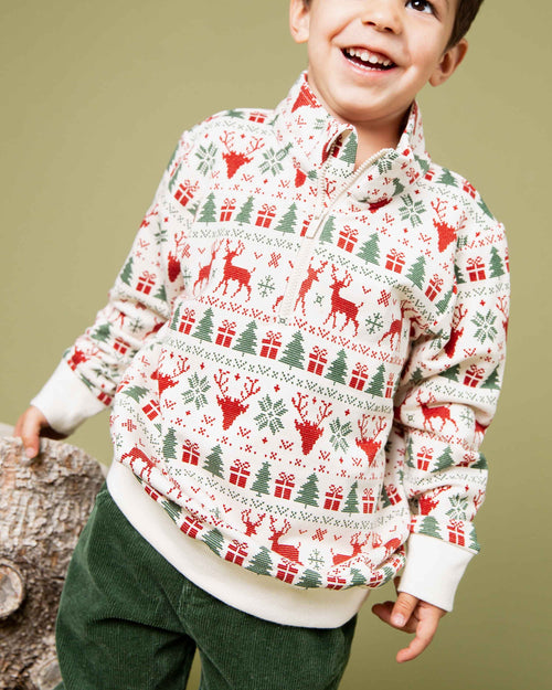 Baby Kids Bamboo Pajamas — Deer to Dream 1/4 Zip Pullover Sweatshirt — Image 7