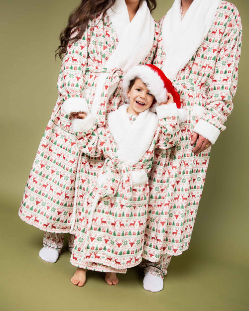 Baby Kids Bamboo Pajamas — Deer to Dream Adult Plush Robe — Image 4