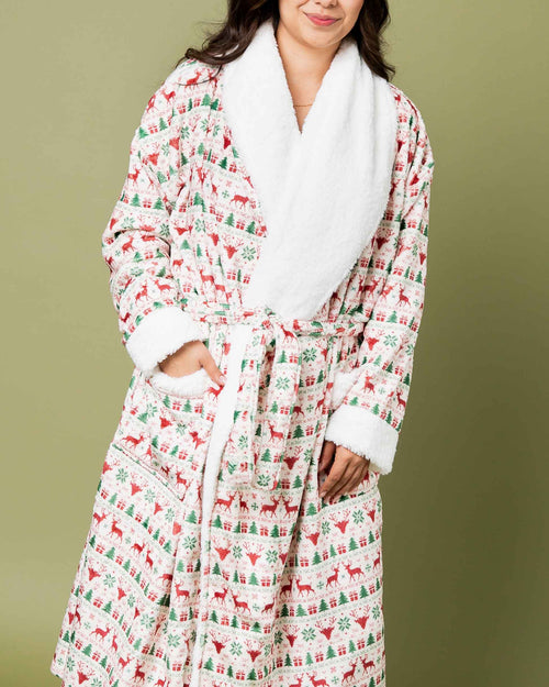 Baby Kids Bamboo Pajamas — Deer to Dream Adult Plush Robe — Image 7