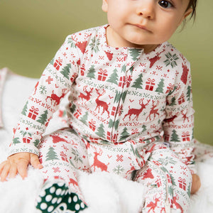 Baby Kids Bamboo Pajamas — Deer to Dream Footie — Image 1