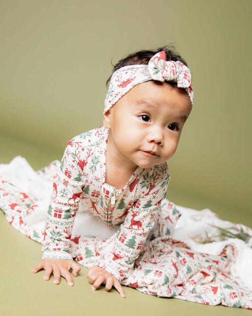 Baby Kids Bamboo Pajamas — Deer to Dream Headwrap — Image 3
