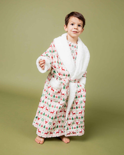 Baby Kids Bamboo Pajamas — Deer to Dream Kids Plush Robe — Image 1
