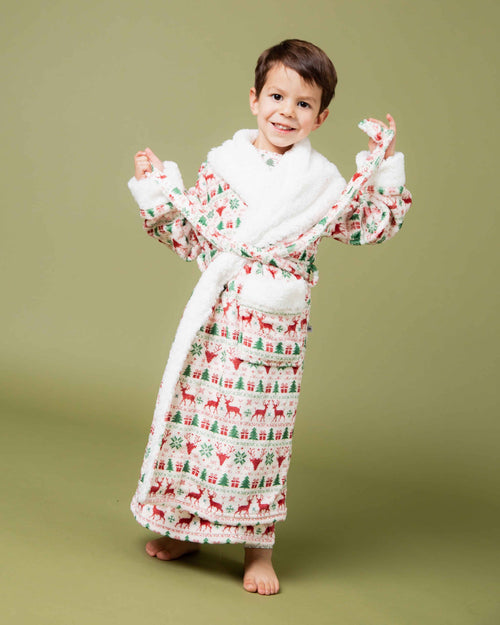 Baby Kids Bamboo Pajamas — Deer to Dream Kids Plush Robe — Image 5