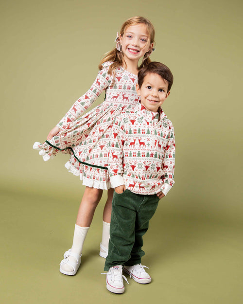 Baby Kids Bamboo Pajamas — Deer to Dream Long Sleeve Party Dress & Shorts Set — Image 4