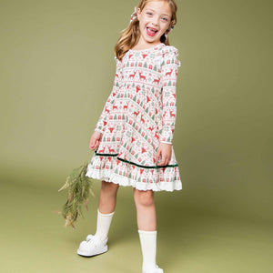 Baby Kids Bamboo Pajamas — Deer to Dream Long Sleeve Party Dress & Shorts Set — Image 1