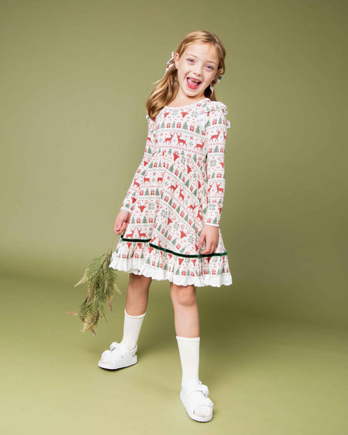 Baby Kids Bamboo Pajamas — Deer to Dream Long Sleeve Party Dress & Shorts Set — Image 1