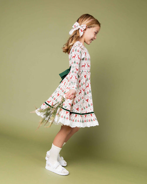 Baby Kids Bamboo Pajamas — Deer to Dream Long Sleeve Party Dress & Shorts Set — Image 8