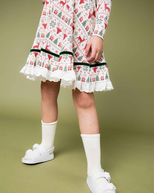 Baby Kids Bamboo Pajamas — Deer to Dream Long Sleeve Party Dress & Shorts Set — Image 9