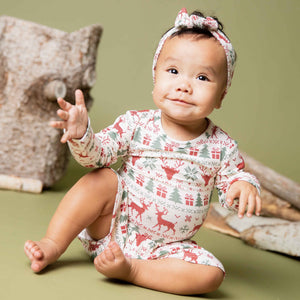 Baby Kids Bamboo Pajamas — Deer to Dream Long Sleeve Ruffle Dress — Image 1