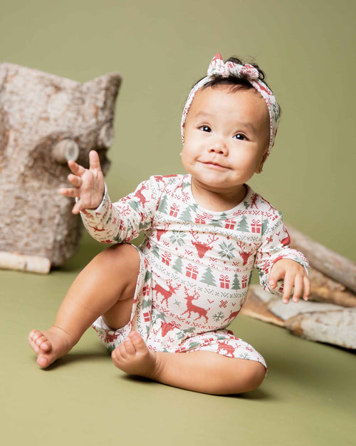Baby Kids Bamboo Pajamas — Deer to Dream Long Sleeve Ruffle Dress — Image 1