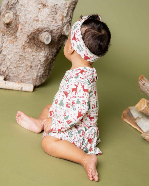 Baby Kids Bamboo Pajamas — Deer to Dream Long Sleeve Ruffle Dress — Image 6