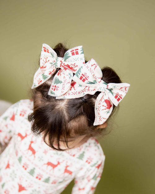 Baby Kids Bamboo Pajamas — Deer to Dream Woven Piggy Clip Set — Image 1