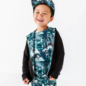 Baby Kids Bamboo Pajamas — Dem Dragons Reversible Jacket — Image 1