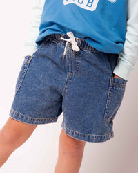 Baby Kids Bamboo Pajamas — Denim Shorts — Image 1