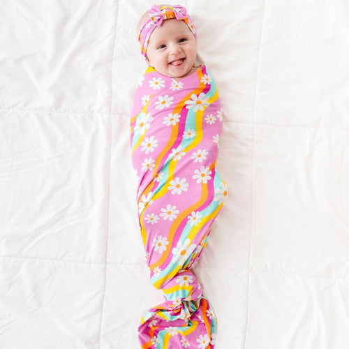 Disco Daysies Swaddle Headwrap Set - Image 1 - Bums & Roses