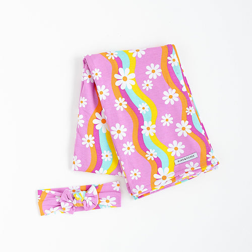 Disco Daysies Swaddle Headwrap Set - Image 2 - Bums & Roses