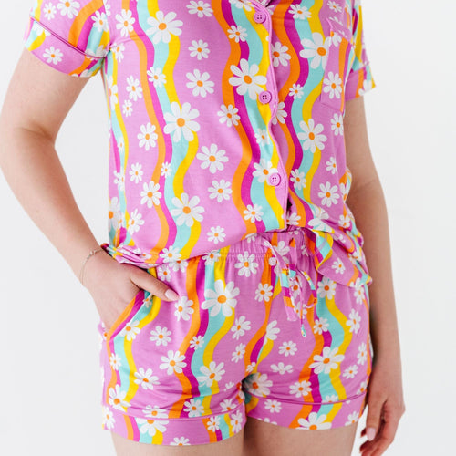 Disco Daysies Women's Collar Shirt & Shorts Set - Image 3 - Bums & Roses