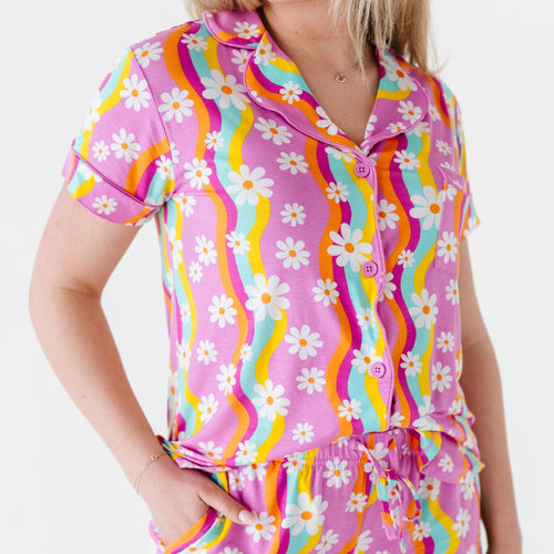 Disco Daysies Women's Collar Shirt & Shorts Set - Image 2 - Bums & Roses