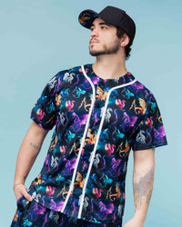Baby Kids Bamboo Pajamas — Dragon My Heart Men's Button Down Baseball Jersey — Image 1
