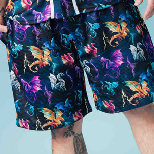 Baby Kids Bamboo Pajamas — Dragon My Heart Men's Mesh Shorts — Image 1