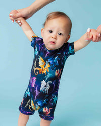 Baby Kids Bamboo Pajamas — Dragon My Heart Shortie Romper — Image 1