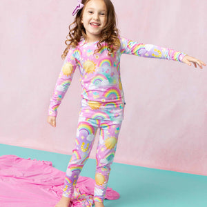 Baby Kids Bamboo Pajamas — Dream in Color Long Sleeve Pajama Set — Image 1