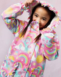 Baby Kids Bamboo Pajamas — Dream in Color Ruffled Hooded Raincoat — Image 1