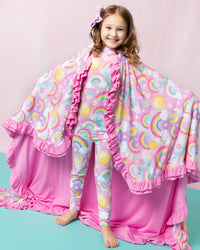 Baby Kids Bamboo Pajamas — Dream in Color Ruffle Bum Bum Blanket — Image 1
