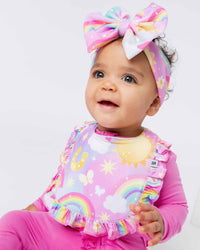 Baby Kids Bamboo Pajamas — Dream in Color Scalloped Bib — Image 1
