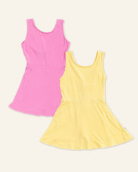 Baby Kids Bamboo Pajamas — Girls Sleeveless Twistback Dress Bundle — Image 1