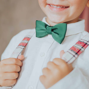 Baby Kids Bamboo Pajamas — Emerald Satin Bow TIe — Image 1