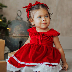 Baby Kids Bamboo Pajamas — Red Velvet Dress — Image 1