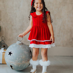 Baby Kids Bamboo Pajamas — Red Velvet Dress & Shorts Set — Image 22
