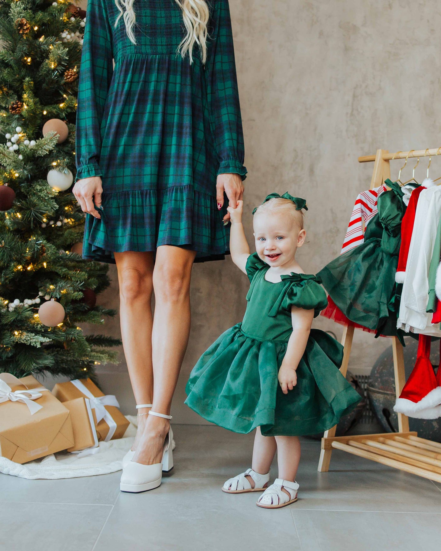 holiday puff sleeve dress Gold V Neck Short Puff Sleeve Balloon Skirt Dress *FINAL SALE*