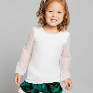 Baby Kids Bamboo Pajamas — Tulle Dot Layering Shirt — Image 1