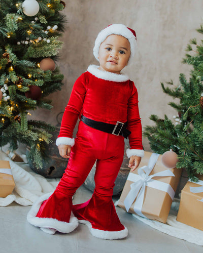 Baby Kids Bamboo Pajamas — Velvet Santa Jumpsuit (CORRECT SKUS) — Image 3