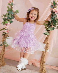 Baby Kids Bamboo Pajamas — Lavender Fields Tulle Bamboo Lined Dress — Image 1