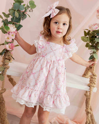 Baby Kids Bamboo Pajamas — Sweet Meadow Tie Back Bunny Dress — Image 1