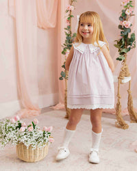 Baby Kids Bamboo Pajamas — Sweet Petal Collar Dress with Lace Hem — Image 1