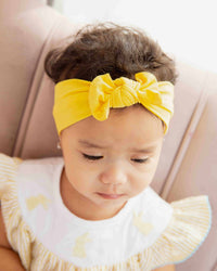 Baby Kids Bamboo Pajamas — Yellow Headwrap — Image 1