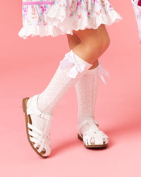 Baby Kids Bamboo Pajamas — Bamboo Pointelle Bow Socks — Image 1