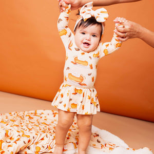 Baby Kids Bamboo Pajamas — Easy As Pie Long Sleeve Ruffle Dress — Image 1