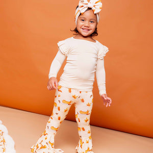 Baby Kids Bamboo Pajamas — Easy As Pie Long Sleeve Top & Bell Bottoms Set — Image 1